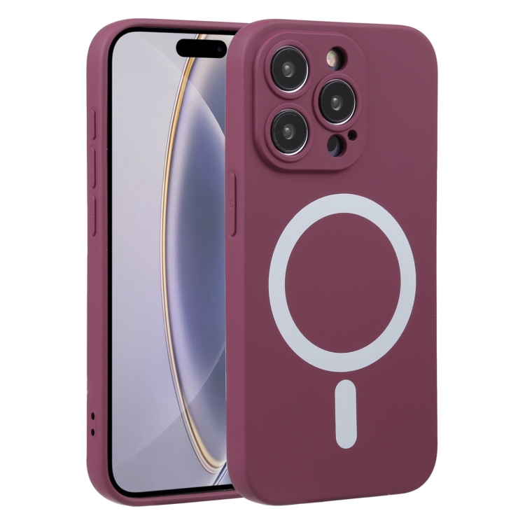 

For iPhone 16 Pro Liquid Silicone Magsafe Phone Case(Wine Red)
