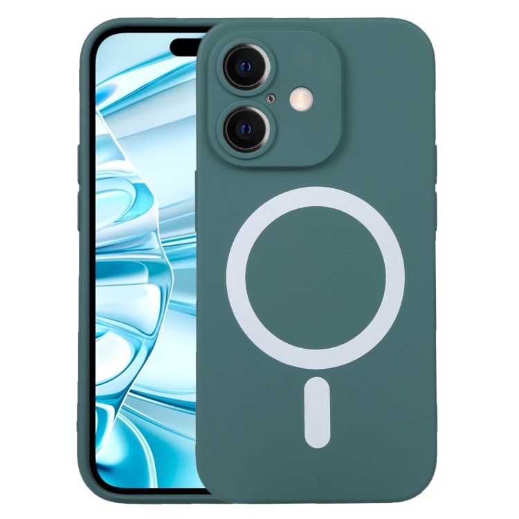 

For iPhone 16 Plus Liquid Silicone Magsafe Phone Case(Dark Green)