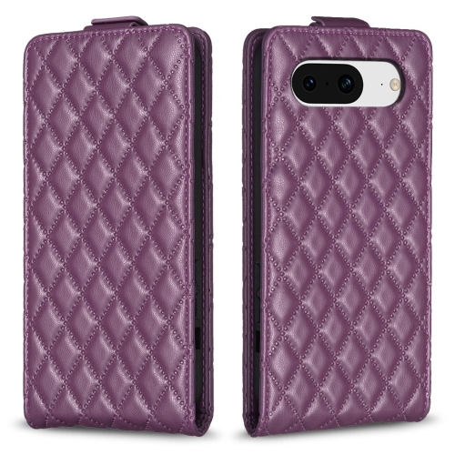 

For Google Pixel 8 Diamond Lattice Vertical Flip Leather Phone Case(Dark Purple)