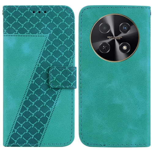 

For Huawei nova 12i 4G Global Seven-shaped Embossed Leather Phone Case(Green)