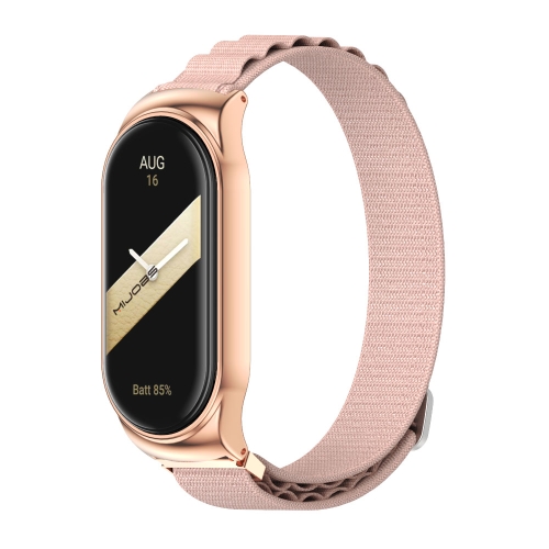 

For Xiaomi Mi Band 8 Mijobs CS Case Nylon Breathable Watch Band(Pink Rose Gold)