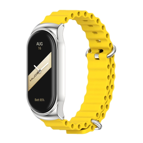 

For Xiaomi Mi Band 8 Mijobs CS Case Marine Silicone Breathable Watch Band(Yellow Silver)