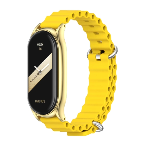 

For Xiaomi Mi Band 8 Mijobs Plus Case Marine Silicone Breathable Watch Band(Yellow Gold)