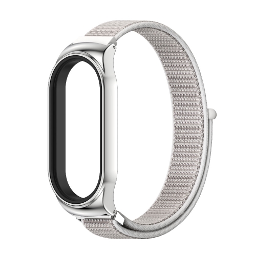 

For Xiaomi Mi Band 8 Mijobs CS Case Breathable Nylon Loop Watch Band(Sea Shell Silver)