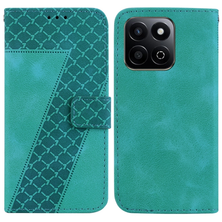 

For Honor Play 60 Plus Seven-shaped Embossed Leather Phone Case(Green)