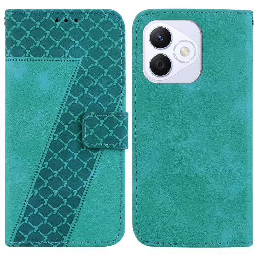 

For Honor X60i Seven-shaped Embossed Leather Phone Case(Green)