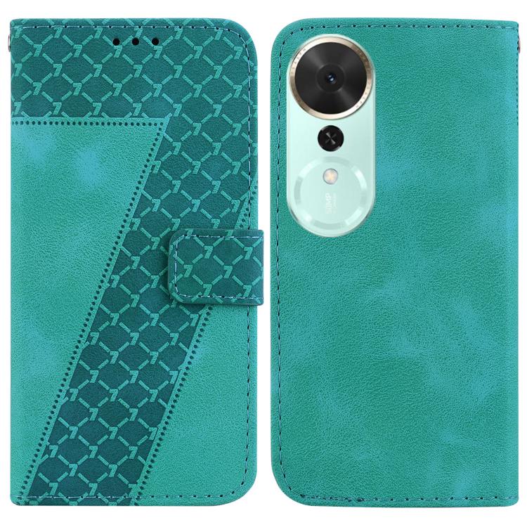 

For Honor Play 70 Plus Seven-shaped Embossed Leather Phone Case(Green)