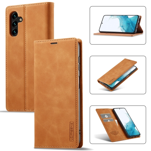 

For Samsung Galaxy S23 FE 5G LC.IMEEKE Strong Magnetism Microfiber Leather Phone Case(Brown)