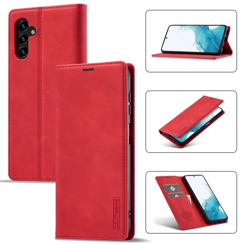 

For Samsung Galaxy A25 5G LC.IMEEKE Strong Magnetism Microfiber Leather Phone Case(Red)