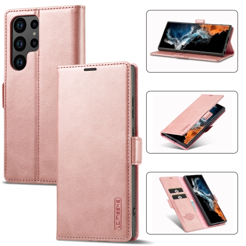 

For Samsung Galaxy S24 Ultra 5G LC.IMEEKE Strong Magnetism Microfiber Leather Phone Case(Rose Gold)