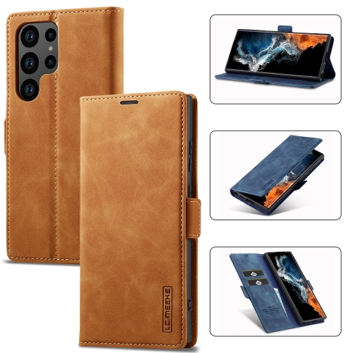 

For Samsung Galaxy S24 Ultra 5G LC.IMEEKE Strong Magnetism Microfiber Leather Phone Case(Brown)