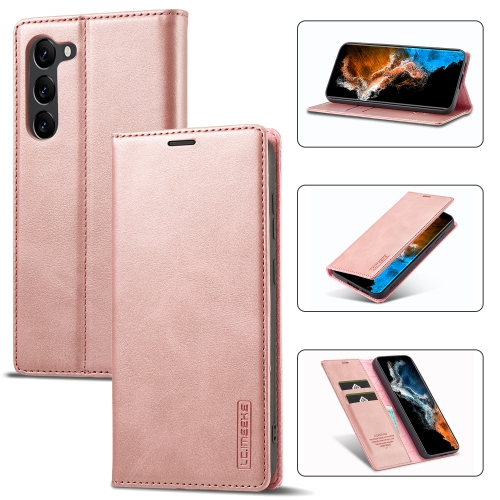 

For Samsung Galaxy S24+ 5G LC.IMEEKE Strong Magnetism Microfiber Leather Phone Case(Rose Gold)