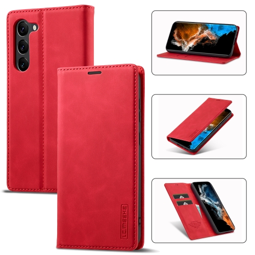 

For Samsung Galaxy S24 5G LC.IMEEKE Strong Magnetism Microfiber Leather Phone Case(Red)