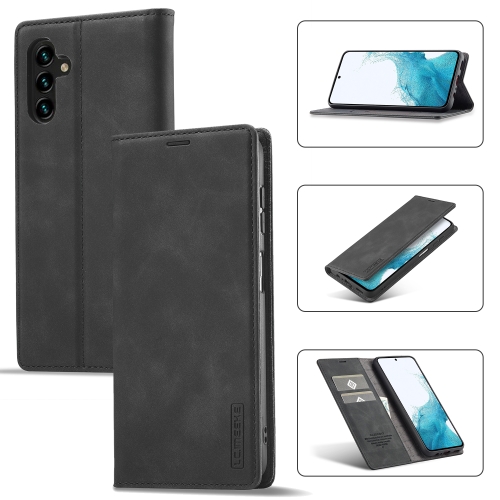 

For Samsung Galaxy A55 5G LC.IMEEKE Strong Magnetism Microfiber Leather Phone Case(Black)