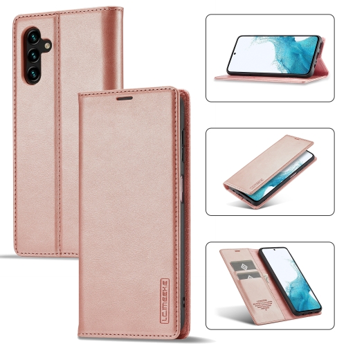 

For Samsung Galaxy A55 5G LC.IMEEKE Strong Magnetism Microfiber Leather Phone Case(Rose Gold)