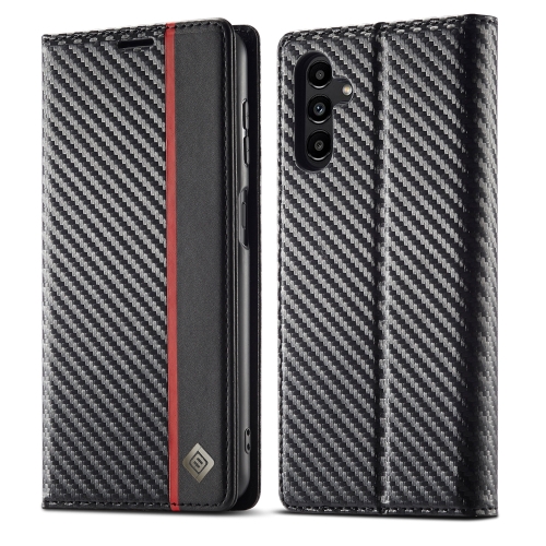 

For Samsung Galaxy A25 5G LC.IMEEKE Carbon Fiber Leather Phone Case(Vertical Black)