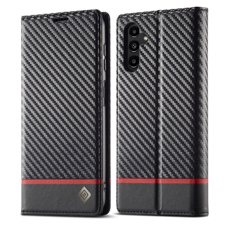 

For Samsung Galaxy A25 5G LC.IMEEKE Carbon Fiber Leather Phone Case(Horizontal Black)