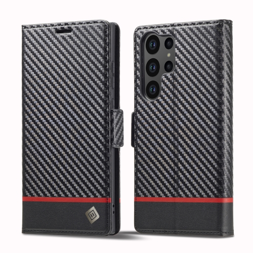 

For Samsung Galaxy S24 Ultra 5G LC.IMEEKE Carbon Fiber Leather Phone Case(Horizontal Black)
