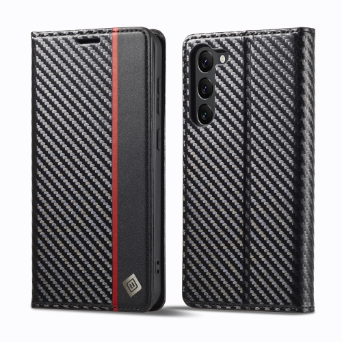 

For Samsung Galaxy S24 5G LC.IMEEKE Carbon Fiber Leather Phone Case(Vertical Black)