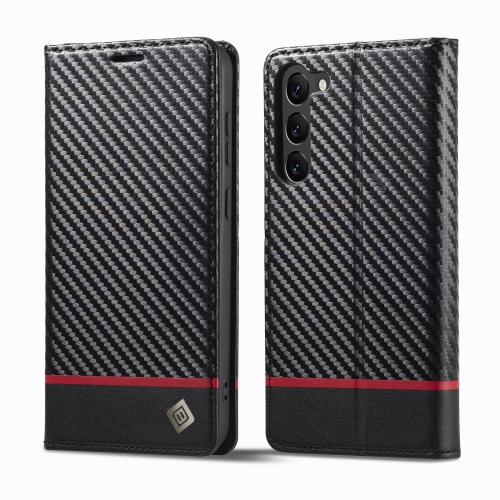 

For Samsung Galaxy S24 5G LC.IMEEKE Carbon Fiber Leather Phone Case(Horizontal Black)