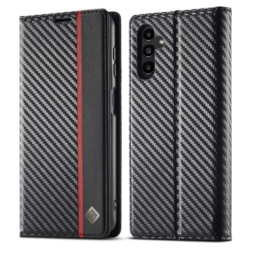 

For Samsung Galaxy A55 5G LC.IMEEKE Carbon Fiber Leather Phone Case(Vertical Black)