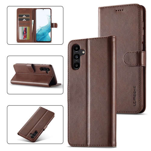 

For Samsung Galaxy S23 FE 5G LC.IMEEKE Calf Texture Leather Phone Case(Coffee)
