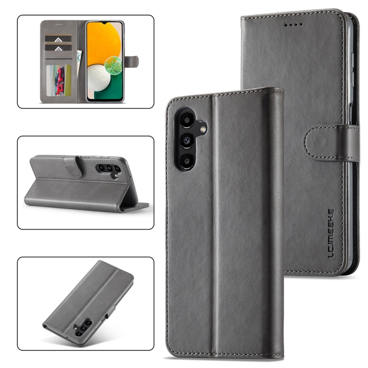 

For Samsung Galaxy A25 5G LC.IMEEKE Calf Texture Leather Phone Case(Grey)