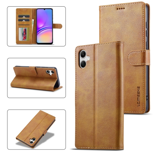 

For Samsung Galaxy A05 LC.IMEEKE Calf Texture Leather Phone Case(Brown)