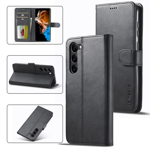 

For Samsung Galaxy S24+ 5G LC.IMEEKE Calf Texture Leather Phone Case(Black)