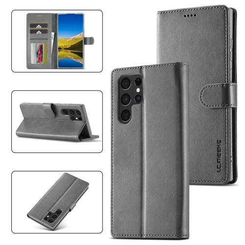 

For Samsung Galaxy S24 Ultra 5G LC.IMEEKE Calf Texture Leather Phone Case(Grey)