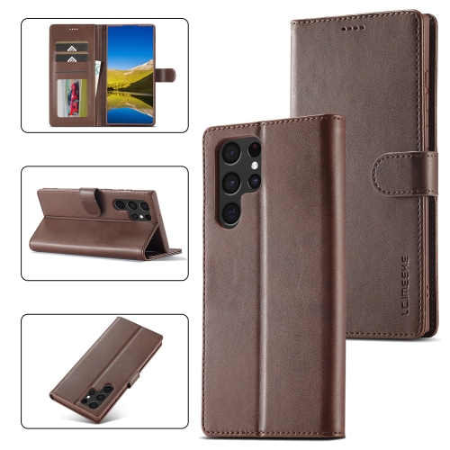 

For Samsung Galaxy S24 Ultra 5G LC.IMEEKE Calf Texture Leather Phone Case(Coffee)