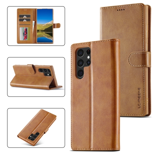 

For Samsung Galaxy S24 Ultra 5G LC.IMEEKE Calf Texture Leather Phone Case(Brown)