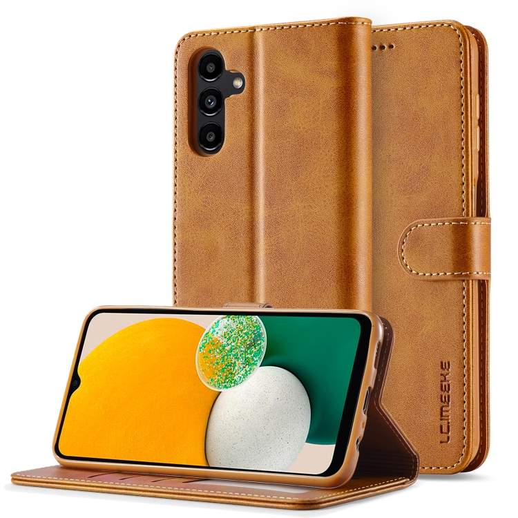 

For Samsung Galaxy A25 LC.IMEEKE Calf Texture Leather Phone Case(Brown)