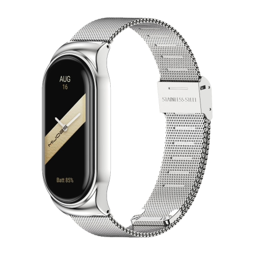 

For Xiaomi Mi Band 8 Mijobs CS Case Milan Buckle Metal Watch Band(Silver)