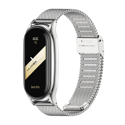 

For Xiaomi Mi Band 8 Mijobs Plus Case Milan Buckle Metal Watch Band(Silver)