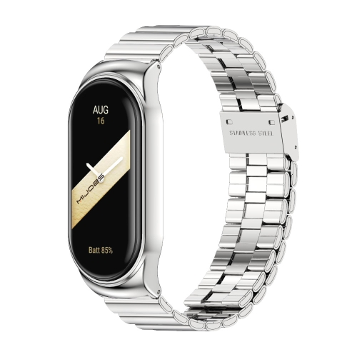 

For Xiaomi Mi Band 8 Mijobs CS Case Bamboo Buckle Metal Watch Band(Silver)