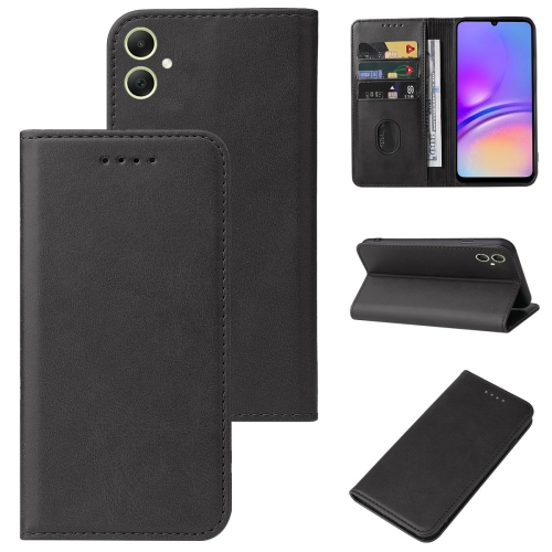 For Samsung Galaxy A05 Magnetic Closure Leather Phone Case(Black) подставка картхолдер satechi magnetic wallet stand оранжевая st vlwo