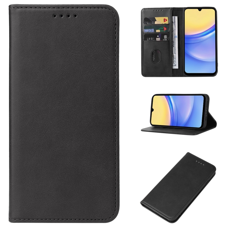 For Samsung Galaxy A15 Magnetic Closure Leather Phone Case(Black)