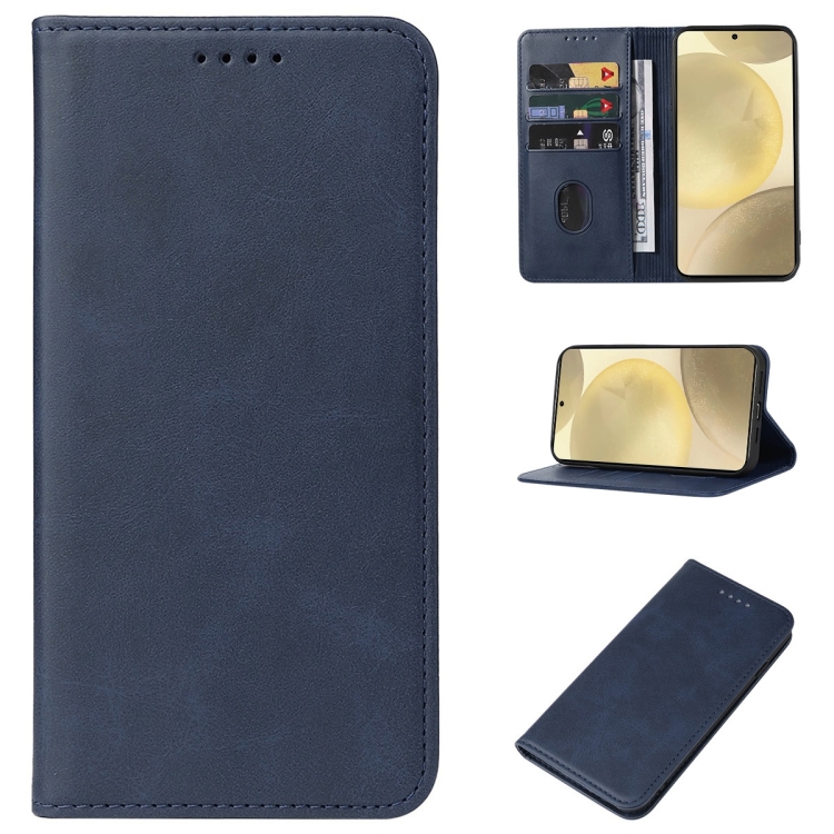 

For Samsung Galaxy S24 5G Magnetic Closure Leather Phone Case(Blue)