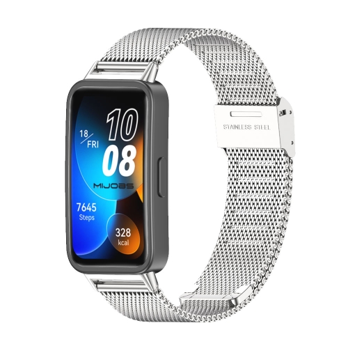 

For Huawei Band 8 Mijobs Milan Buckle Stainless Steel Watch Band(Silver)