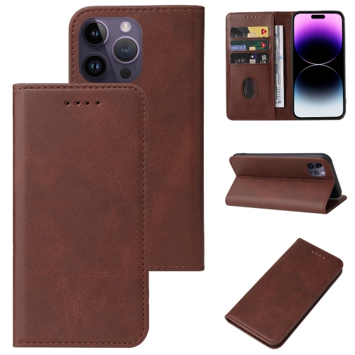 

For iPhone 15 Pro Magnetic Closure Leather Phone Case(Brown)