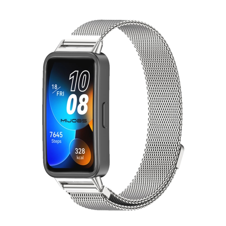 

For Huawei Band 8 Mijobs Milan Magnetic Stainless Steel Watch Band(Silver)