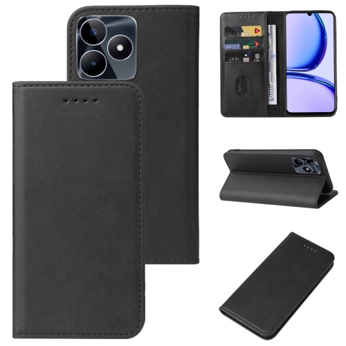 

For Realme C53 Magnetic Closure Leather Phone Case(Black)
