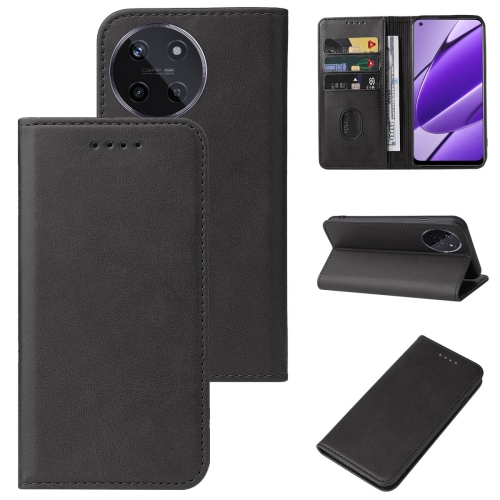 

For Realme 11 4G Global Magnetic Closure Leather Phone Case(Black)