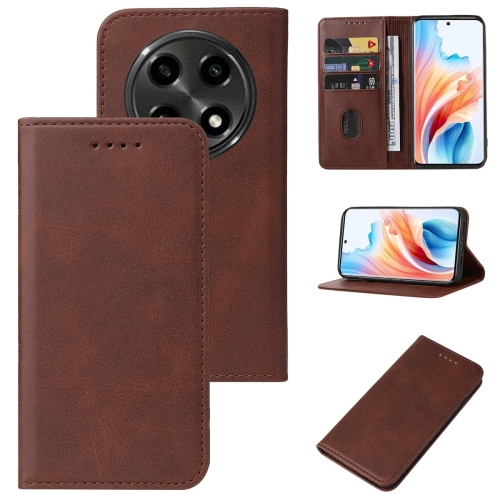 

For OPPO A2 Pro Magnetic Closure Leather Phone Case(Brown)