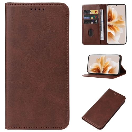 

For OPPO Reno11 China Magnetic Closure Leather Phone Case(Brown)