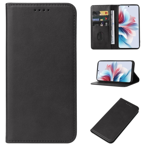 

For OPPO Reno11 F Magnetic Closure Leather Phone Case(Black)