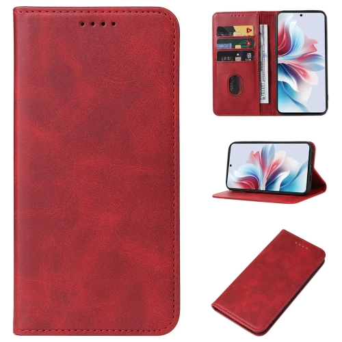 

For OPPO Reno11 F Magnetic Closure Leather Phone Case(Red)