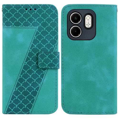 

For Infinix Hot 50i / Smart 9 Seven-shaped Embossed Leather Phone Case(Green)