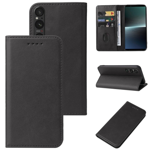 

For Sony Xperia 1 V Magnetic Closure Leather Phone Case(Black)